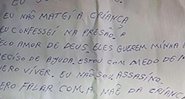 Carta escrita por Marcelo da Silva - Divulgação/Whatsapp/Rafael Nunes