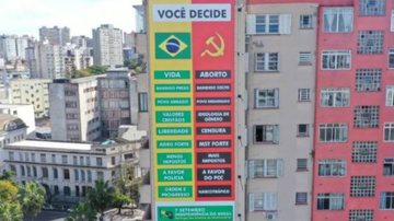 Imagem do cartaz erguido em prédio em Porto Alegre - Reprodução/Twitter/@leandroruschel