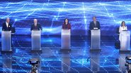 Candidatos durante debate presidencial da Bandeirantes - Getty Images