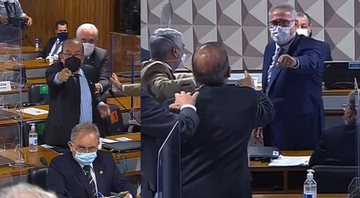 Trechos mostrando os senadores alterados - Divulgação / TV Senado