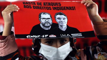 Imagem de protestos de indígenas Guarani após mortes de Dom Phillips e Bruno Pereira - Getty Images