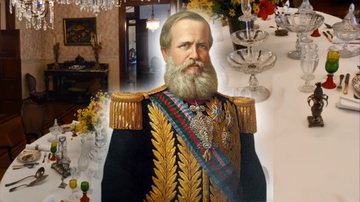 Dom Pedro II em montagem com sala de jantar do Museu Imperial - Divulgação / Redes sociais / Museu Imperial
