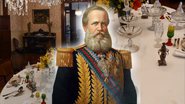 Dom Pedro II em montagem com sala de jantar do Museu Imperial - Divulgação / Redes sociais / Museu Imperial