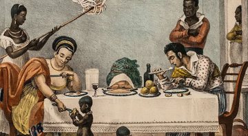 Quadro de Jean-Baptiste Debret feito em 1830 mostra uma família brasileira sendo servida por escravos - Domínio Público /Jean-Baptiste Debret / Wikimedia Commons