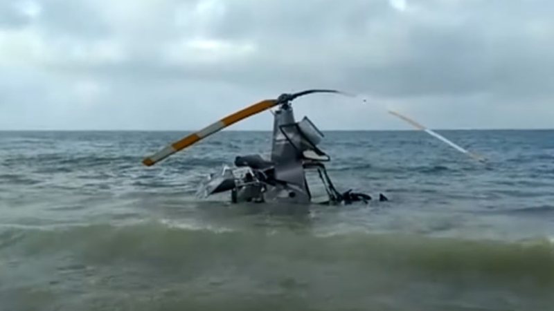 Helicóptero após acidente