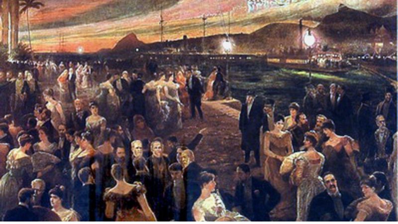 Pintura do baile da Ilha Fiscal - Aurélio de Figueiredo (1854–1916) / Museu Histórico Nacional / Domínio Público, via Wikimedia Commons