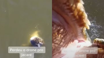 Drone abocanhado por jacaré em pleno voo filmava no momento do ocorrido - Divugação/YouTube/UOL