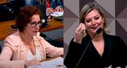 Imagens mostrando Carla Zambelli (à esq) e Joice Hasselmann (à dir) durante discussão - Divulgação / TV Senado