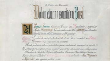 Foto mostra o documento da Lei Áurea - Arquivo Nacional do Brasil