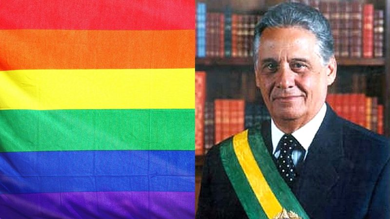 Bandeira LGBTQ+ (esq.) e retrato oficial de FHC (dir.) - Domínio Público / Sharon McCutcheon pelo Pexels / Agência Brasil