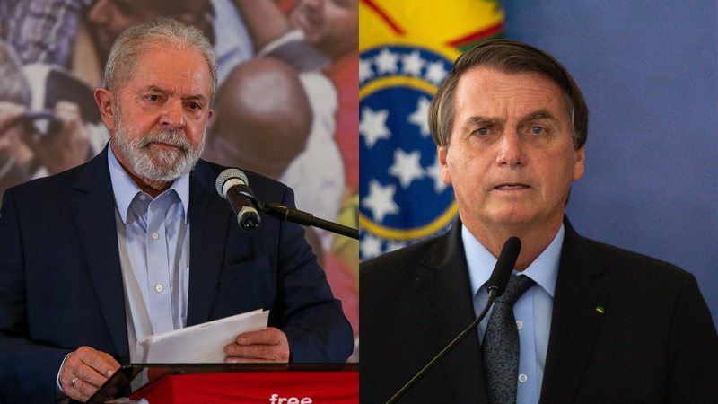 Montagem com fotografia de Lula e Bolsonaro, respectivamente