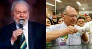 Lula em discurso (2021) e Geraldo Alckmin em comemoração (2018) - Getty Images (esquerda) e Wikimedia Commons/Hugo Cordeiro (direita)