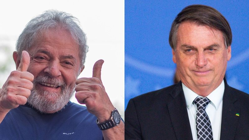 Montagem com fotografias de Lula e Bolsonaro, respectivamente