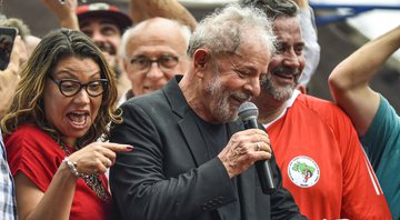 Lula em discurso no Sindicato dos Metalúrgicos do ABC (2019) - Getty Images