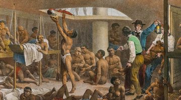 Representação de escravos em navio negreiro - Domínio Público/ Creative Commons/ Wikimedia Commons