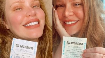 Fotos de Paulinha Leite com seus bilhetes de loteria premiados - Divulgação / Instagram