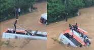 Ônibus atingido pelas chuvas, em Petrópolis - Divulgação/Youtube/UOL