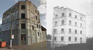 Imagens da sede do Moinho Santo Antônio atualmente e na década de 1950 - Eduardo Sens dos Santos/ Creative Commons/ Wikimedia Commons/ Ministério Público de Santa Catarina