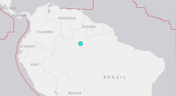Mapa pontua o epicentro do tremor no município amazonense - Divulgação / Serviço Geológico dos Estados Unidos