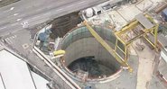 Imagem aérea registra cratera com infiltração em túnel do Metrô - Divulgação / YouTube / TV Globo