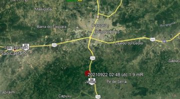 Tremor de terra registrado em Caruaru, Pernambuco - Divulgação/LabSis