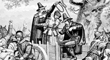 Ilustração de uma mulher sendo executada por bruxaria - Divulgação