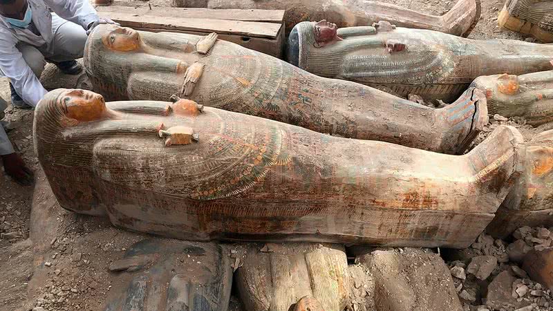 Caixões encontrados na cidade de Luxor - Ministério de Antiguidades do Egito