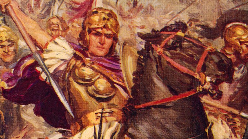 Pintura de Alexandre, o Grande na Batalha de Hidaspes