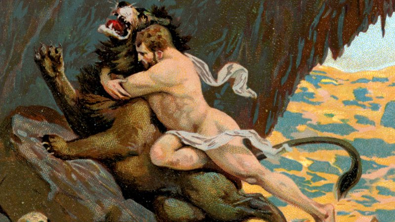 Pintura de Hércules matando um leão - Getty Images