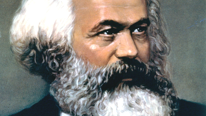 O comunista Karl Marx em retrato fotográfico colorido