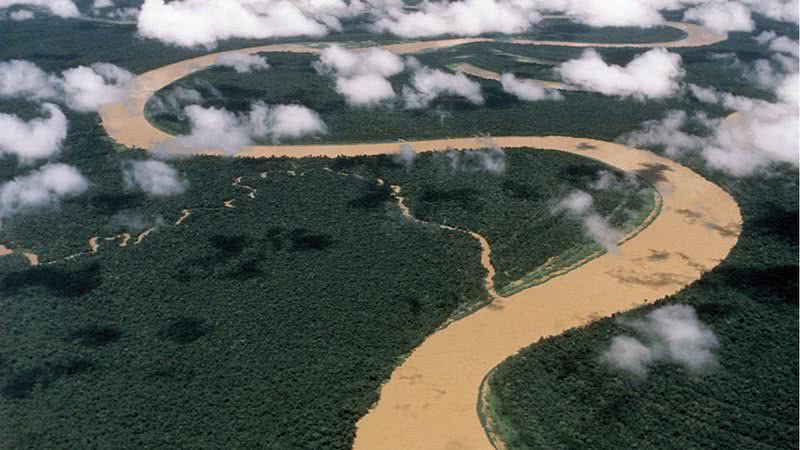 Braço do rio Amazonas na fronteira entre Brasil e Colômbia