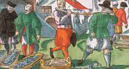 Ilustração de um mercado de peixes medieval - Getty Images