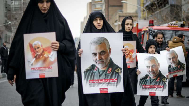 Protestos contra a morte do general Qasem Souleimani - Getty Images