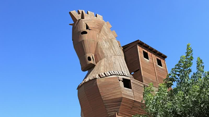 Imitação de cavalo Roy na cidade real de Tróia na Turquia - Getty Images