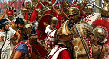 Os romanos superaram a supremacia marítima cartaginesa lançando pranchas sobre as embarcações inimigas - Crédito: Reprodução