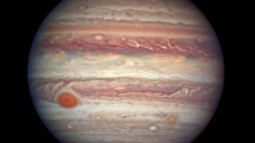 Foto de Júpiter tirada pelo telescópio Hubble. Imagem completa disponível em: https://commons.wikimedia.org/wiki/File:Hubble_Takes_Close-up_Portrait_of_Jupiter.png - Divulgação/NASA, ESA, and A. Simon (GSFC)/Creative Commons