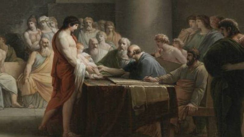 Pintura do século 18 que imagina o suposto ritual espartano