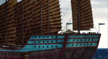 Ilustração de um navio chinês - Divulgação/Otavio Silveira - Aventuras na História