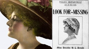 Retrato de Dorothy ao lado de anúncio de desaparecimento - Wikimedia Commons
