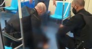 Passageira dentro do vagão e criminoso detido pelos seguranças, em estação de metrô - Divulgação / SP Sobre Trilhos
