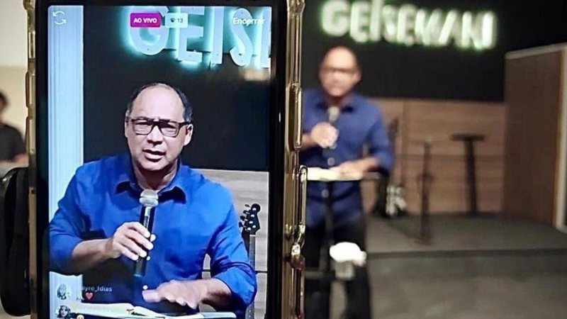 Pastor Jeremias durante pregação online na pandemia - Crédito: Divulgação / Igreja Getsemani