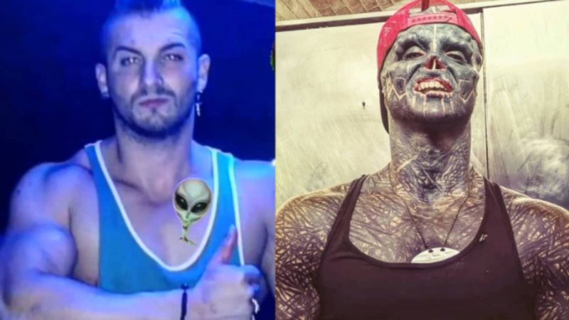 O antes e depois do francês Anthony Loffredo - Divulgação/Instagram/@the_black_alien_project