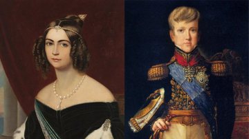A imperatriz D. Amélia e D. Pedro II na infância - Domínio Público