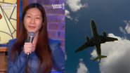 Registro da comediante e cena de ‘Voo 370: O avião que desapareceu’ - Reprodução/Vídeo e Divulgação/Netflix