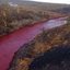 Foto do blood river, em Norilsk - Divulgação/Twitter/@Reevellp