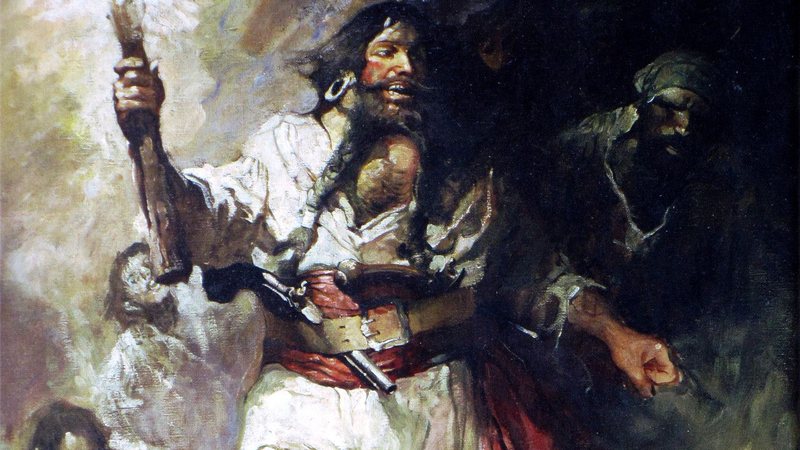 Retrato do pirata Barba Negra em obra de 1922 - Domínio Público, via Wikimedia Commons