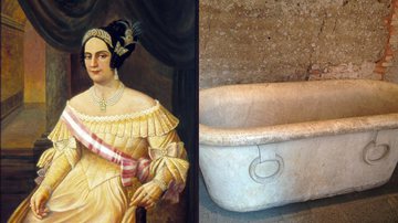 Pintura da Marquesa de Santos e foto da banheira que se encontra no Solar - Wikimedia Commons / Domínio Público