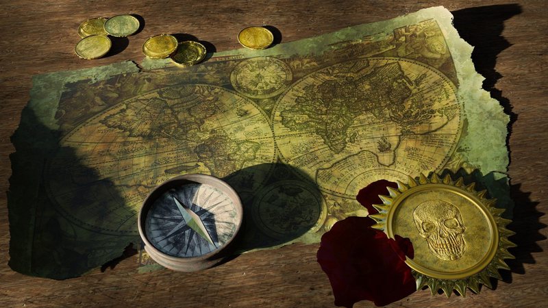 Imagem meramente ilustrativa de um tesouro e mapa pirata - Divulgação
