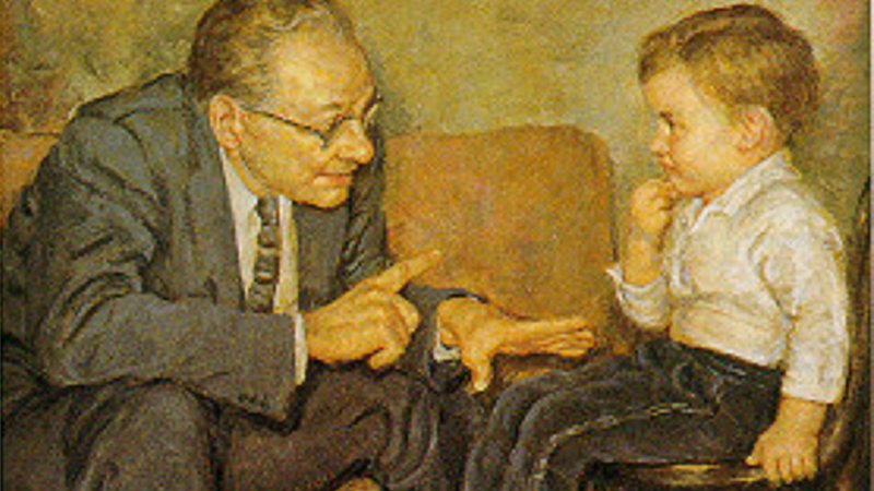 O psicólogo americano Wendell Johnson em pintura de Cloy Kent - Reprodução