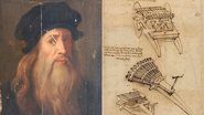 Autorretrato de Leonardo da Vinci e uma página de coleção de desenhos e escritos 'Codex Atlanticus' - Domínio Público via Wikimedia Commons